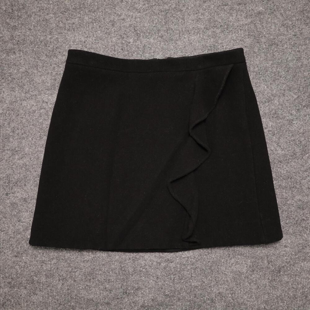 J.Crew Mercantile Skirt Womens 10 Black Solid Ruffle A-Line Mini Lined Party